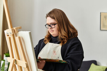 Young woman with Down syndrome expresses creativity at home with passion for painting