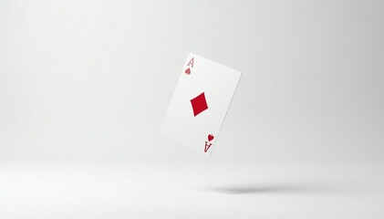 Obraz premium A lone playing card flips in the air against a stark white background , white background, playing card, hearts