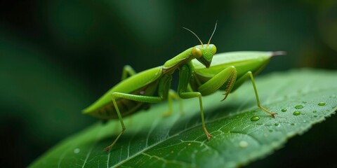  Ultra Detailed Mantis Realistic Green Praying Mantis on Leaf, Extreme Closeup