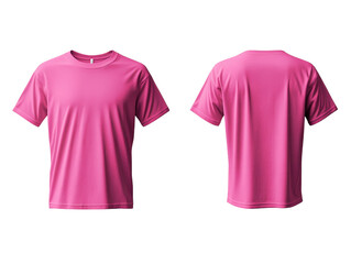 Isolated Pink T-Shirt Front and Back View