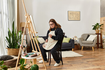 Creating art in a cozy living room space with confidence and style