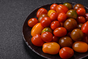 Tomatoes of different colors as a vegetable meal