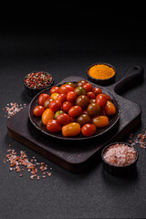 Tomatoes of different colors as a vegetable meal