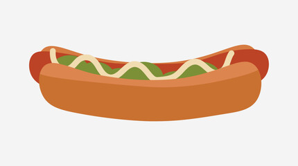 hot dog isolated on white background.  snack, food. Flat design vector illustration