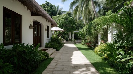 Fototapeta premium A stunning property with tropical garden