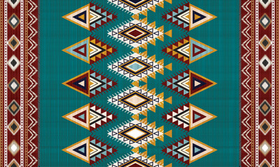Navajo tribal vector seamless pattern. Native American ornament. Ethnic South Western decor style. Boho geometric ornament. Vector seamless pattern. Mexican blanket, rug. Woven carpet illustration