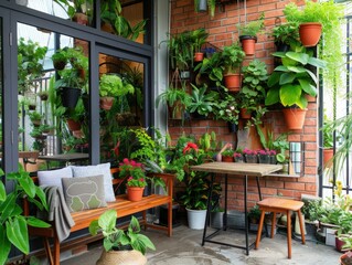 Fototapeta premium Grow your own indoor garden transform your balcony with a vertical garden concept for urban spaces