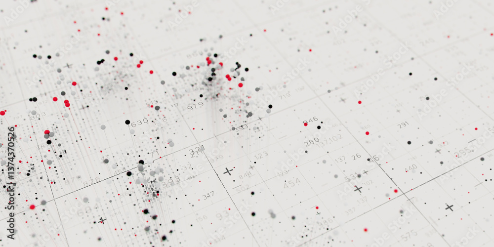 Poster Abstract data clusters visualization. AI technology neural patterns. Digital information presentation, futuristic graph. 