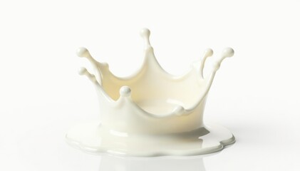 White background, single crown splash of milk, textured , food photography, dairy