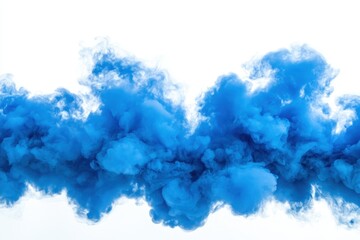 Fototapeta premium Captivating blue ink cloud swirling gracefully in water against a pristine white background creating a dynamic and ethereal visual effect