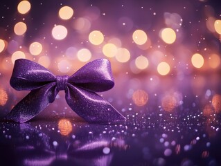 Purple Bow on White Table