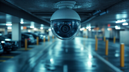 Surveillance camera in a parking lot parking lot