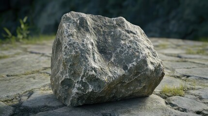 Large Natural Rock on Stone Surface in Outdoor Environment