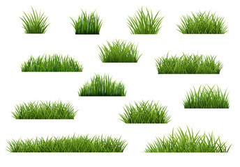 Green Grass Borders Set Isolated