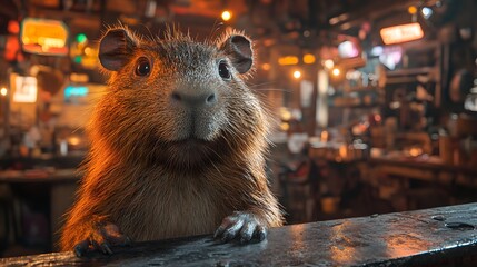 Neon Glowing Hamster Animation with Happy Pose photo