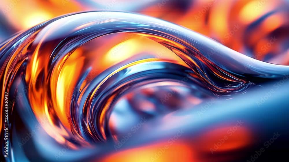 Poster dynamic, wavy animation of liquid glass flow. shapes gently bend and flow into each other. bright or