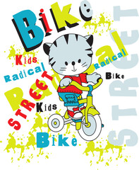 Cute tiger enjoying bike ride