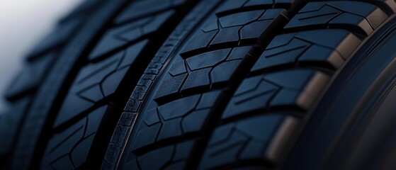 Close-up of a car tire. the tire appears to be new and has a black tread pattern. the tread pattern is made up of small, diamond-shaped lines that create a textured appearance.