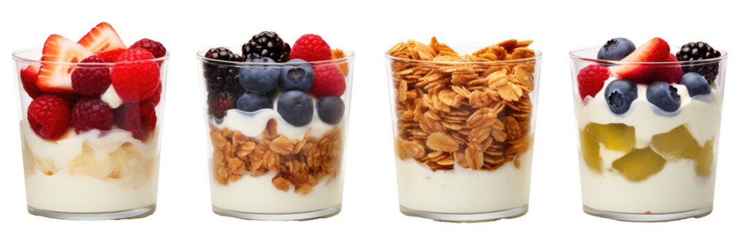 Greek Yogurt Parfait on transparent background