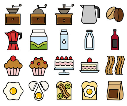 Cafe and coffee shop icon set. food and drink icons set. Outline icon