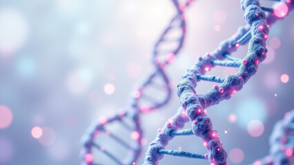 Image showcases a close-up view of GLP-1 peptide, a hormone with significant importance for human health, depicted as a string of spheres connected by lines to represent amino acids.