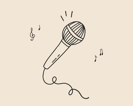 black microphone with musical notes clip art preview