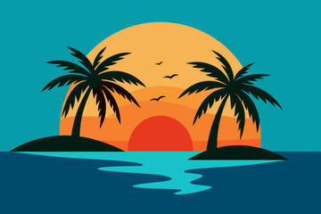 Fototapeta na wymiar palm tree silhouette