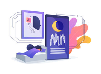 AI Personalized Sleep Coaching abstract concept vector illustration.
