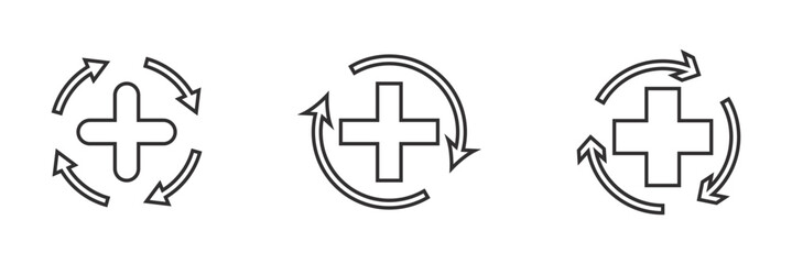Health recovery icon in black and white stroke.
