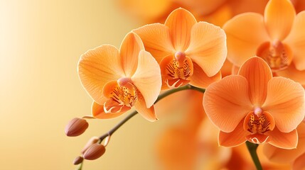 Orange Orchids Close-up, Soft Background, Floral Still Life