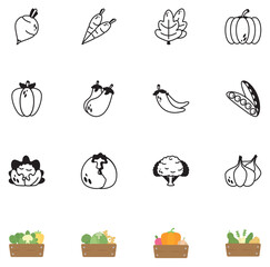 Set of vegetable vector icons on a white background