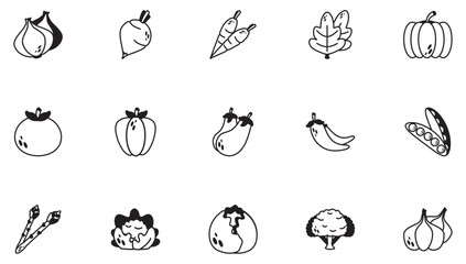 Set of vegetable vector icons on a white background