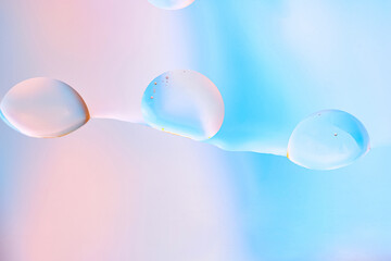 Soft Blue pink Pastel transparent Liquid Bubbles for cosmetic branding