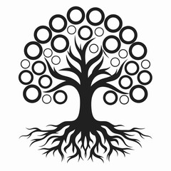 Abstract Tree with Circular Leaves Logo Design.