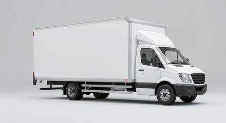 White Delivery Van: A clean, modern white delivery van, designed for efficient transport, positioned against a minimal backdrop.