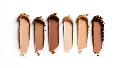 Smeared Foundation Swatches Showing Different Shades on White Background