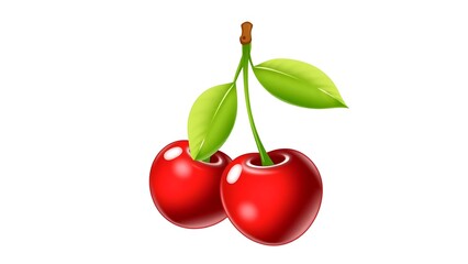 Obraz premium Ripe Cherries Isolated on White Background