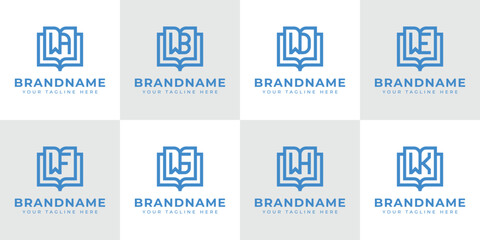 Letters WA WB WD WE WF WG WH WK Book Logo, symbolizing knowledge, education, and growth