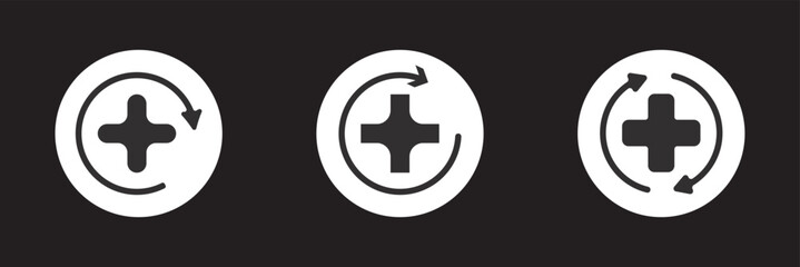 Health recovery flat vector signs set. Health recovery icon