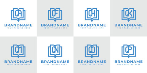 Letters QA QF QH QK QM QN QO QP Book Logo, symbolizing knowledge, education, and growth