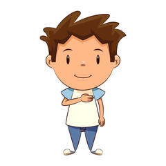 Fototapeta premium Child Pledge of Allegiance, hand on chest