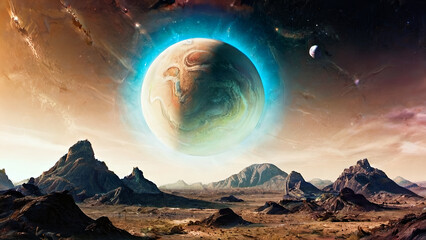 lush alien planet in a distant galaxy