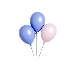 Three balloons in blue and pink against a black background.