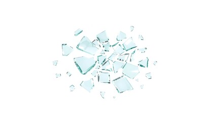Obraz premium Broken Glass Pieces white Background.