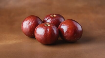 Jujube or monkey apple fruit isolated on brown background