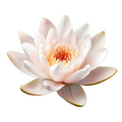 A pale pink water lily isolated on transparent background