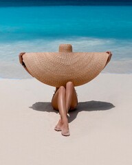 Young woman relaxing on the beach.