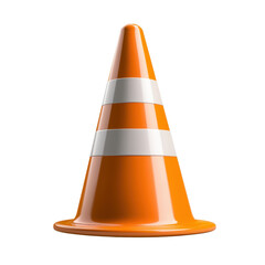 Traffic cone with reflective stripes on a black background.