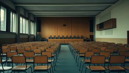 Fototapeta premium Empty High School Classroom A Stillness of Learning