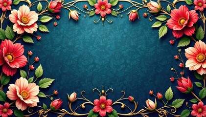 Intricate floral damask, elegant swirls and leaves , textile, graphic